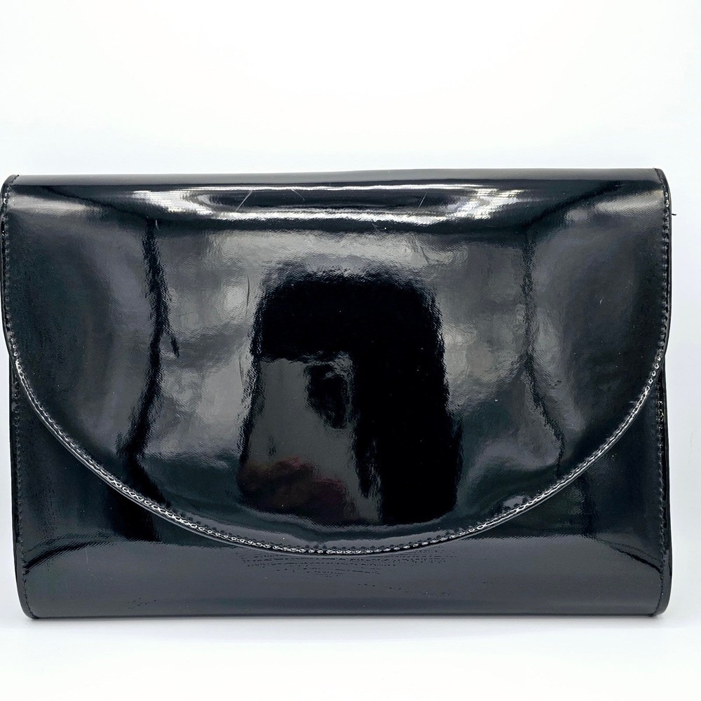 Almondo Original Bag Faux Black Patent Leather Clutch